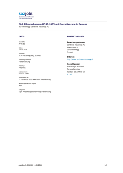 Dipl. Pflegefachperson HF 80-100% mit Spezialisierung in
