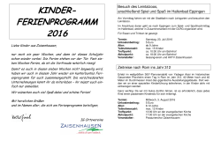 kinder- ferienprogramm 2016
