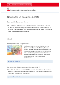 e-ducation Newsletter 5-2016 - Erziehungsdirektion des Kantons Bern