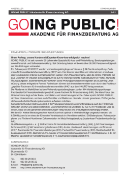 GOING PUBLIC! Akademie f&uuml;r Finanzberatung AG