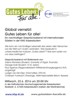 Global vernetzt: Gutes Leben f&uuml;r alle!