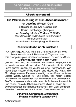Abschlusskonzert - Pfarreiengemeinschaft Bernhardswald