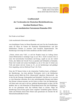 Gru&szlig;botschaft von Kardinal Marx zum muslimischen Fastenmonat