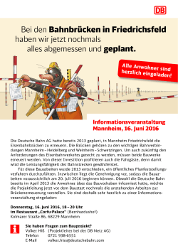 Informationsveranstaltung in Mannheim am 16