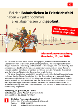 Informationsveranstaltung in Mannheim am 16