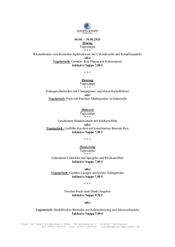 Wochenkarte - Knopf und Knopf Erlebniswelt