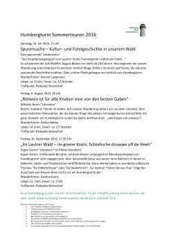 Humbergturm Sommertouren 2016