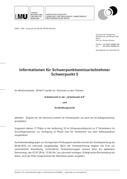 Informationen f&uuml;r Schwerpunktseminarteilnehmer Schwerpunkt 5