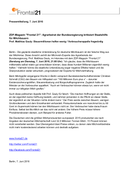 ZDF-Magazin "Frontal 21": Agrarbeirat der Bundesregierung kritisiert