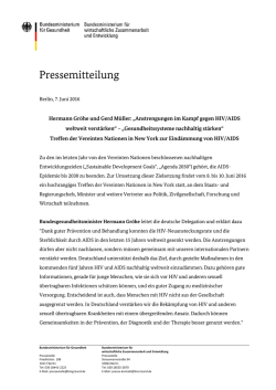 Hermann Gr&ouml;he: "Anstrengungen im Kampf gegen HIV / AIDS