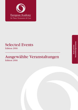 Selected Events Ausgewählte Veranstaltungen