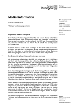 Medieninformation - Thüringer Verfassungsgerichtshof