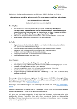 eine wissenschaftliche Mitarbeiterin/einen wissenschaftlichen