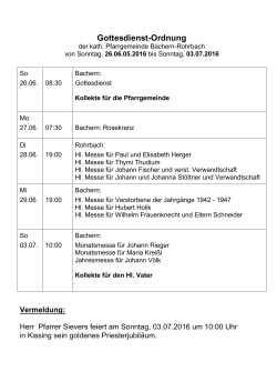 Gottesdienst-Ordnung - Pfarreiengemeinschaft Ottmaring