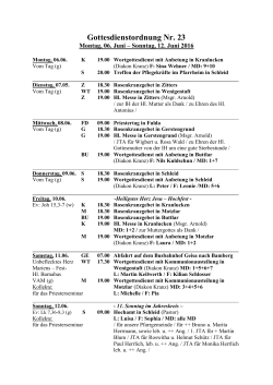 Neuste Gottesdienstordnung - Pfarrei Heiligste Dreifaltigkeit