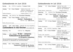 Gottesdienst in 100 Kirchen und zur gleichen Zeit