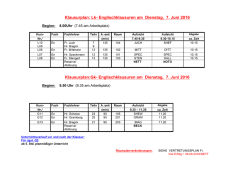 Klausurplan: Lk- Englischklausuren am Dienstag, 7. Juni 2016