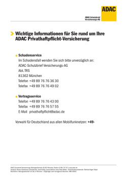 Wichtige Informationen für Sie rund um Ihre ADAC Privathaftpflicht