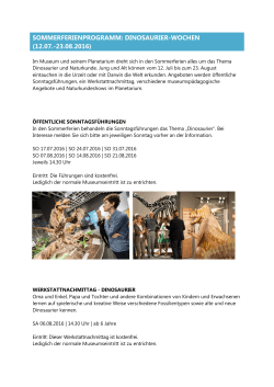 sommerferienprogramm: dinosaurier-wochen (12.07.-23.08