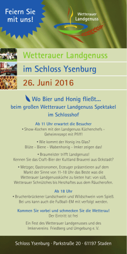 Wetterauer Landgenuss im Schloss Ysenburg 26. Juni 2016