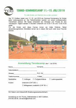 Tennis-Sommercamp TCD 2016
