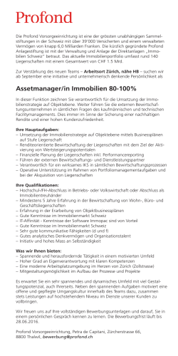 Assetmanager/in Immobilien 80-100%