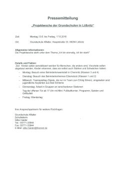 Pressemitteilung Tag der offenen Tür