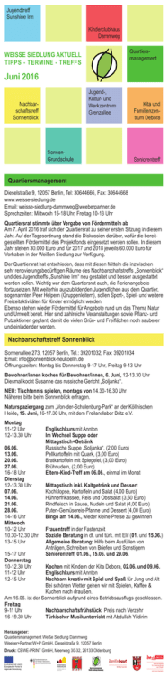Juni - Ausgabe "Weiße Siedlung Aktuell" - TIPPS-TERMINE