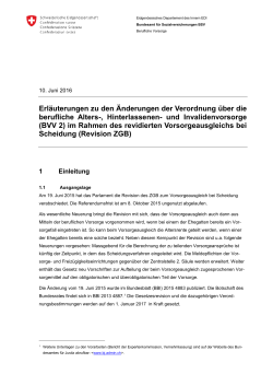 Erläuterungen zu den Änderungen der Verordnung über die