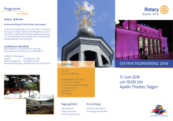 11. Juni 2016 um 10.00 Uhr Apollo Theater, Siegen