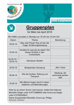 Gruppenplan - JRK Günzburg
