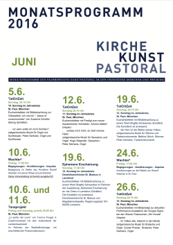 Monatsprogramm Juni - Erzbistum München und Freising