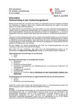 Information Seiteneinstieg in den Vorbereitungsdienst