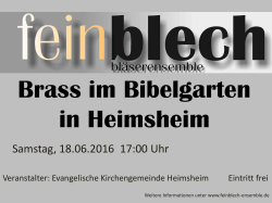 Brass im Heimsheimer Bibelgarten am 18. Juni