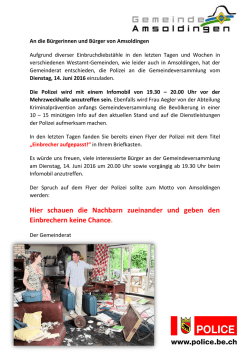 Hier schauen die Nachbarn zueinander und geben den Einbrechern