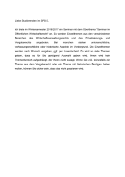 Liebe Studierenden im SPB 5, ich biete im Wintersemester 2016