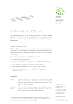 aufnahme / zuweisung - Privatklinik Aadorf