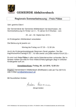 Page 1 S- GEMEINDE Abfaltersbach Regionale Sommerbetreuung