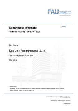 Department Informatik Das Uni1 Projektkonzept (2016)