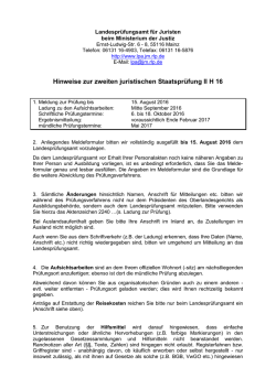 Hinweise zur Anmeldung zur zweiten juristischen Staatspr&uuml;fung