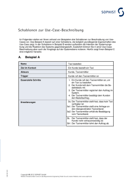 Schablonen f&uuml;r die Use Case Beschreibung