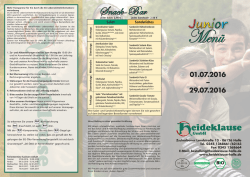 Juniorplan vom 01.07.2016 bis 31.07.2016 als