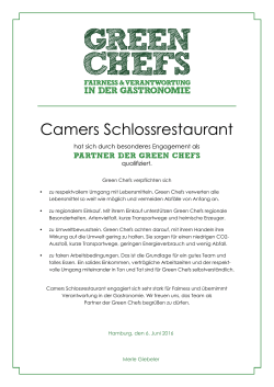 „Green Chefs“! - Camers Schlossrestaurant