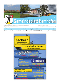 Gemeindeblatt vom 03. Juni 2016