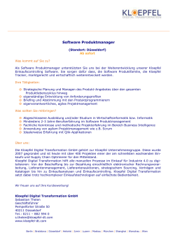 Software Produktmanager - Kloepfel Digital Transformation GmbH