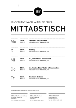 Aktuelle Mittagstisch- und Lunchkarte