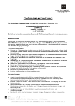 Stellenausschreibung - Abteilung Personal