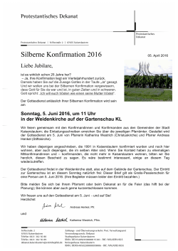 Silberne Konfirmation 2016 05. April 2016