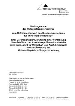 Stellungnahme der Wirtschaftsprüferkammer zum