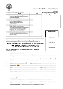 Immatrikulationsunterlagen zum Wintersemester 2016/17 (pdf
